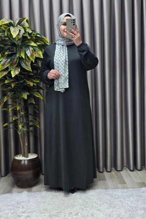 Kadın Büyük Beden Hakim Yaka Fitilli Nevra Elbise