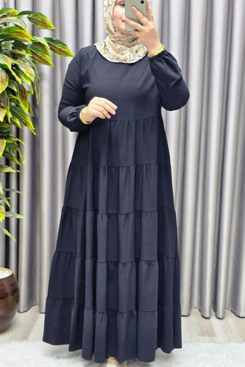 Kadın Tesettür Giyim Büyük Beden 5 Katlı Endonezya Krebi Elbise