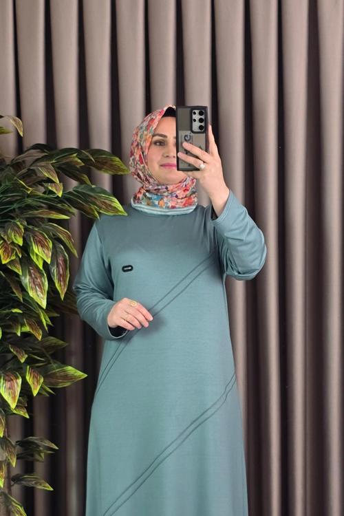 Kadın Tesettür Giyim Büyük Beden Kristal Spor Elbise