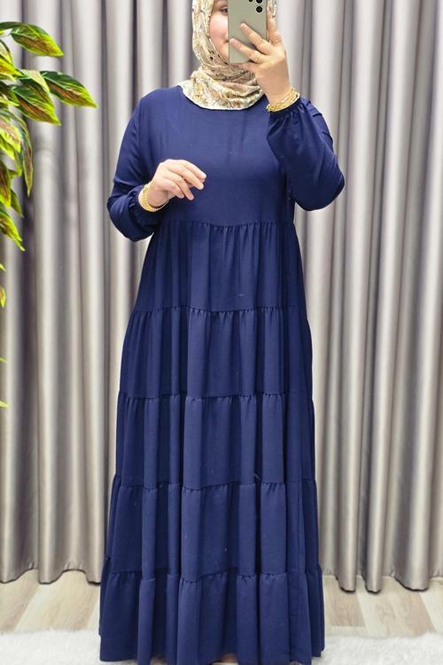 Kadın Tesettür Giyim Büyük Beden 5 Katlı Endonezya Krebi Elbise