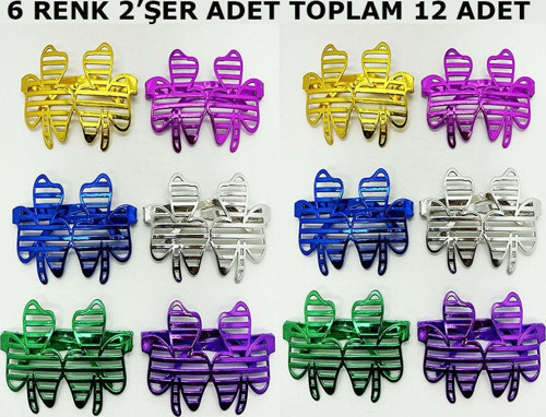 Vegas Casino Temalı Parti Gözlüğü 6 Renk 12 Adet