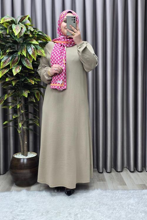 Kadın Büyük Beden Hakim Yaka Fitilli Nevra Elbise