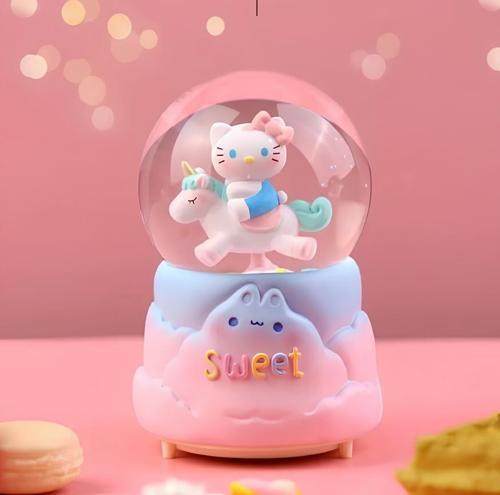 Hello Kitty İçi Dönmeli Püskürtmeli Işıklı Müzikli Kar Küresi Büyük Boy Model 2