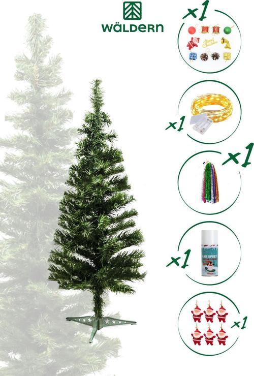 Walke 90 Cm Yılbaşı Çam Ağaç Seti 5 Metre Peri Ledli Ve Yılbaşı Süsleri Paketi Kar Spreyi