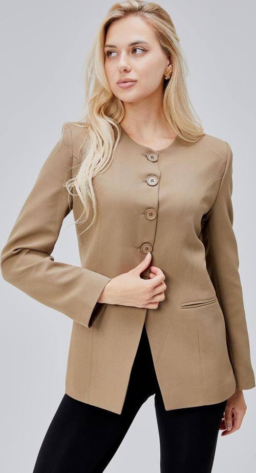 Koyu Haki Bisiklet Yaka Regular Dokuma Ceket