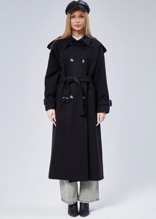 Kuşaklı Oversize Kaşe Kaban