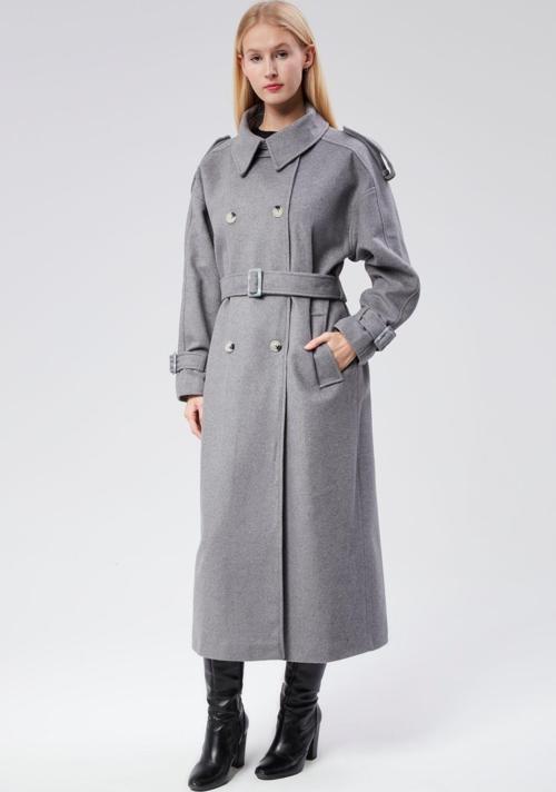 Kuşaklı Oversize Kaşe Kaban