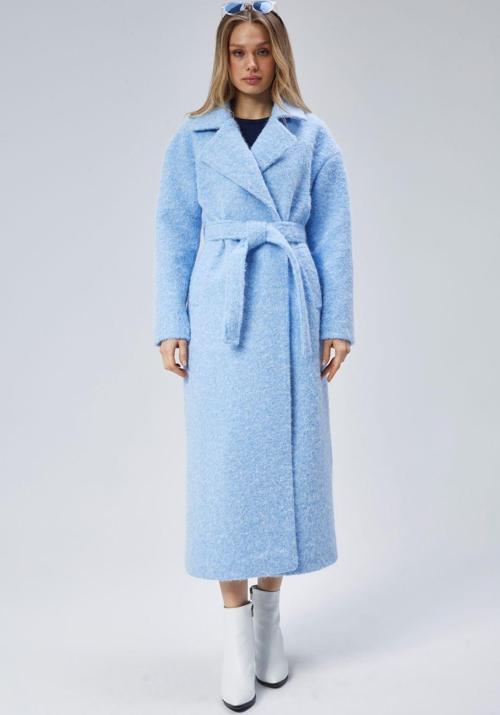 Mavi Buklet Kaşe Oversize Kaban