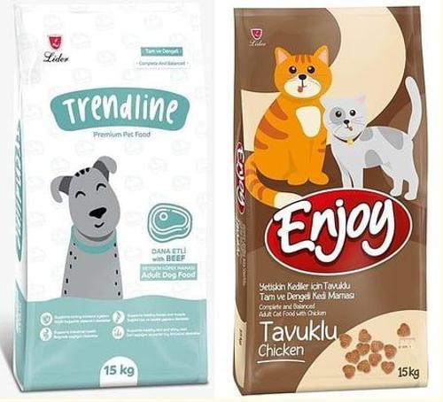 Yetişkin Kedi & Trendline Yetişkin köpek Maması 15 Kg 2'li set