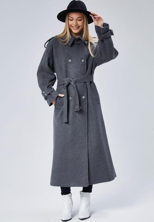 Kuşaklı Oversize Kaşe Kaban