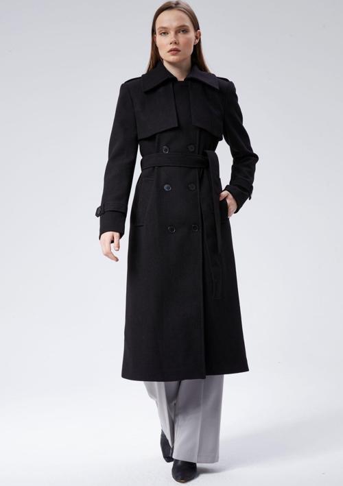 Kadın Regular Rüzgarlık Detaylı Kaşe Kaban