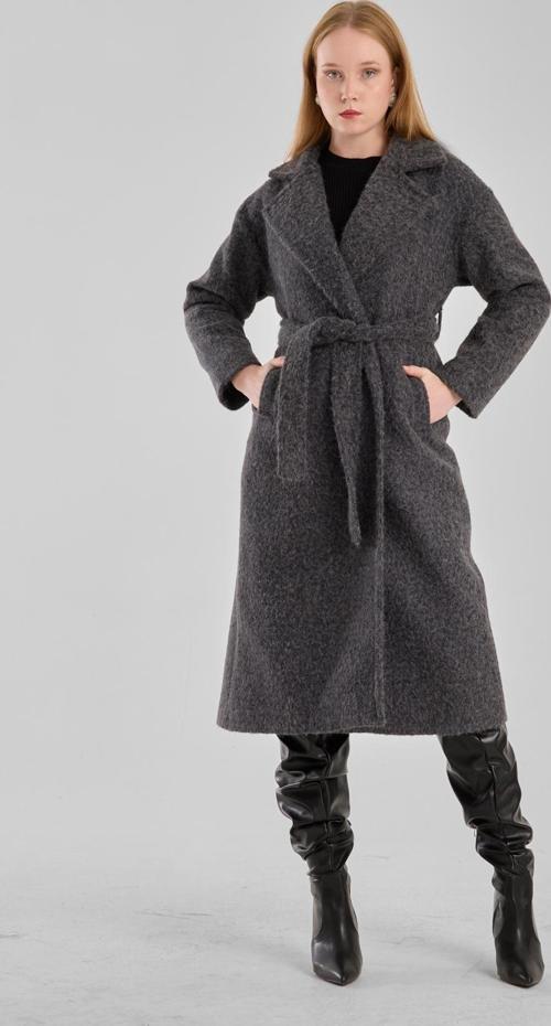 Antrasit Buklet Kaşe Oversize Kaban