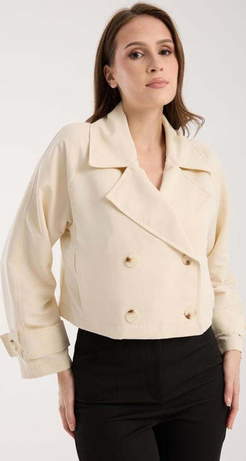 Kadın Kruvaze Crop Trençkot