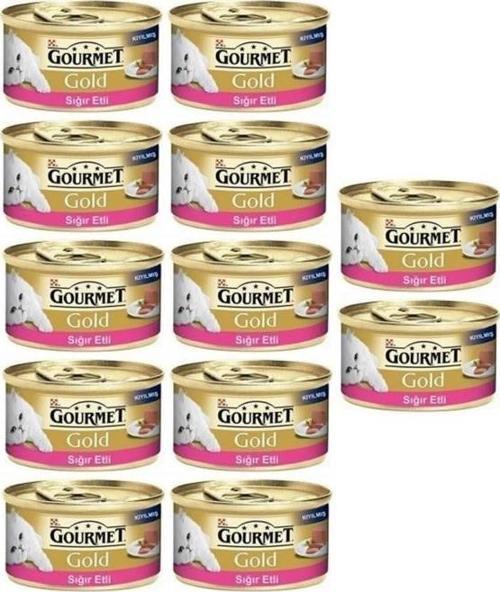 Gold Kıyılmış Sığır Eti Yaş Kedi Maması 85Gr 12 AL 10 Öde