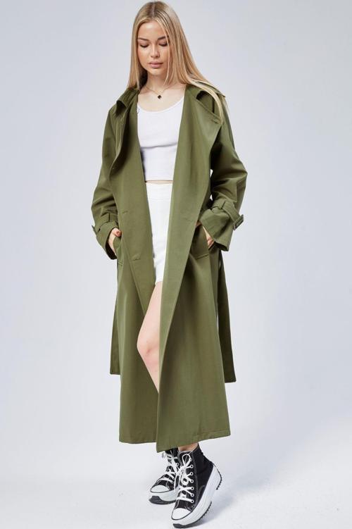Kadın Oversize Kuşaklı Trençkot