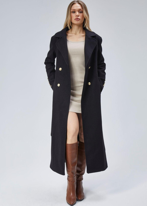 Kadın Kol Düğme Detaylı Regular Astarlı Kaban