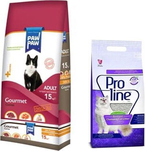 Gourmet Yetişkin Kedi Maması 15 Kg Ve  Proline Bentonit Lavantalı Kedi Kumu 20 LT