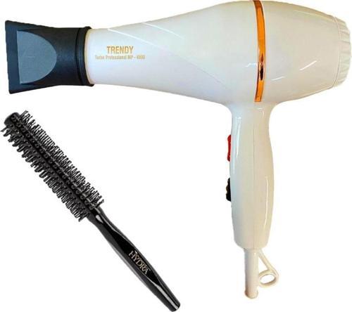 Trendy Profesyonel Fön Makinesi Beyaz + Hydra Berber Fön Fırçası