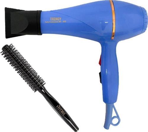 Trendy Profesyonel Fön Makinesi Mavi + Hydra Berber Fön Fırçası