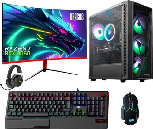 DRx2366 Ryzen 7 5700X 32GB Ram 512GB M.2 NVMe SSD 12GB RTX3060 27 inç Curved Oyun Bilgisayarı