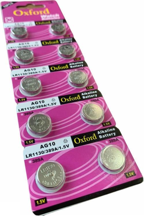 Düdüklü Tencere Saati Pili 1 Kart 10 Adet Oxford Ag10 Lr1130 389 Alkalıne Pil 10'lu Paket