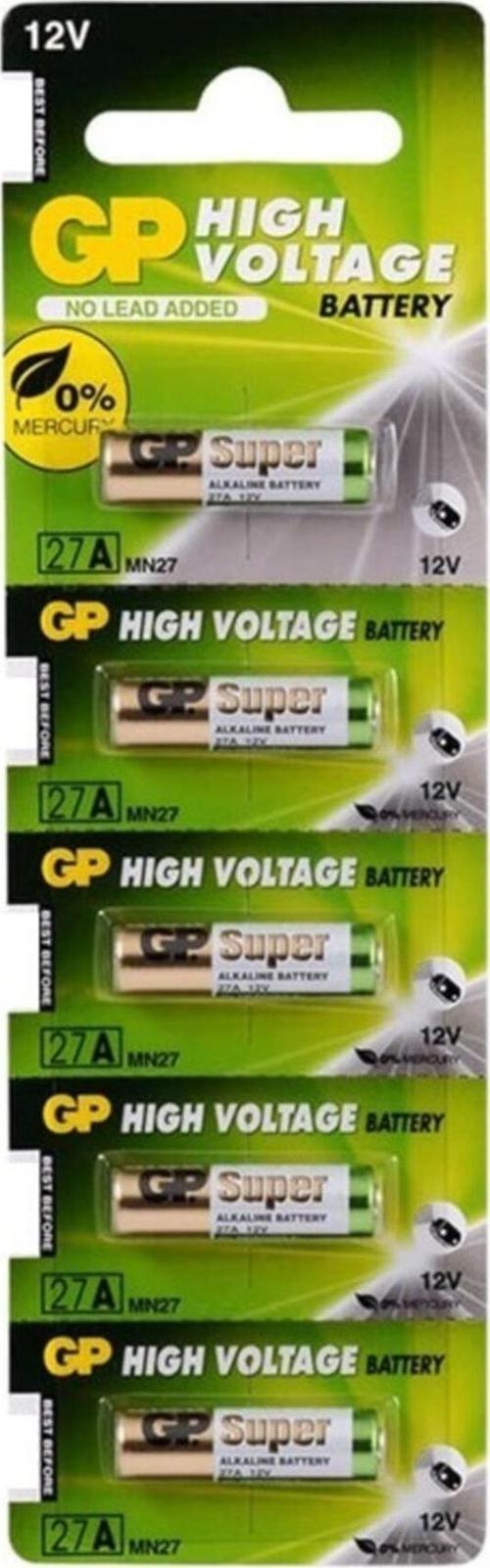 Gp 27a 12 Volt Ince Garaj Kepenk Araç Kumanda Alarm Pili 5'li Paket - 1 Kart 5 Beş Adet