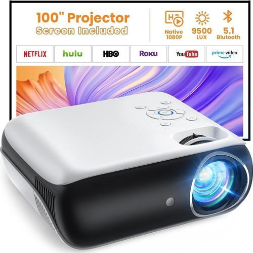 1080P 9500L Taşınabilir Dış Mekan Bluetooth Film Projektörü -100 Inc