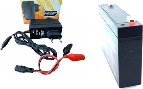Pilsan Uyumlu 6v 7ah 20hr 6 Volt 7 Amper Akü + 6 Volt Şarj Cihazı Şarj Adaptör + Maşalı Set 1a