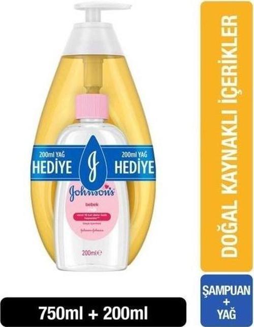 Johnson's Bebek Şampuanı 750 ml + Johnson's Bebek Yağı 200 ml