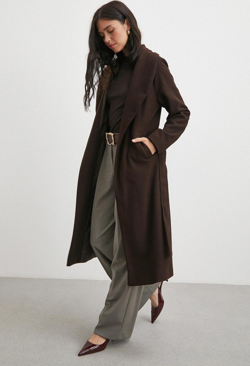 Kuşaklı Kaşe Kaban Kahve