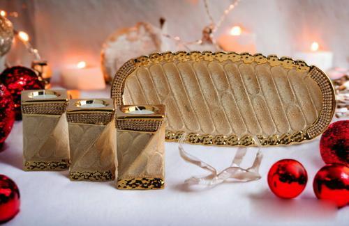 Lüks Porselen 3lü Tealight Mumluk Şamdan Biblo Heykel Hediyelik Dekoratif Ürün Masa Süsü Ev Hediye 5