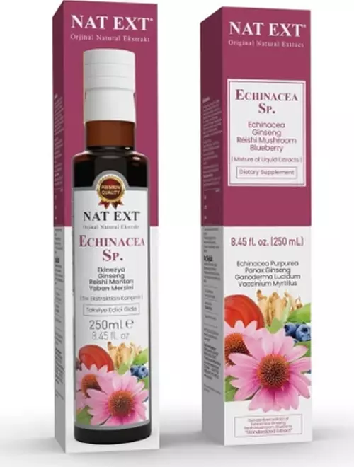 Nat-Ext Echınacea (Ekinezya, Ginseng,Reishi, Yaban Mersini) Sıvı Ekstraktı 250 Ml