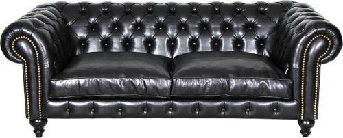 Class Black Leather Chesterfield