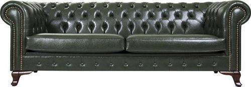 Green Leather Chesterfield 230X90X80 Cm