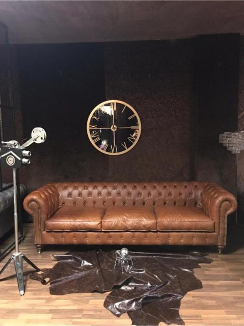 3A Pisa Hakiki Deri Chesterfield