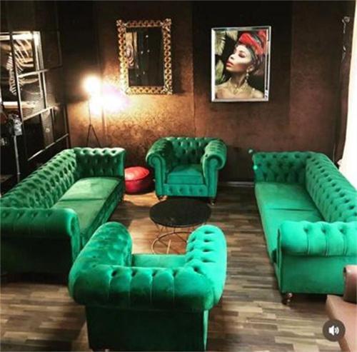 Zümrüt Yeşili Chesterfıeld Takımı 3+3+1+1