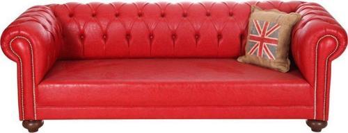 Red Leather Chesterfield 230X90X80 Cm