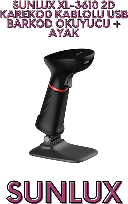XL-3610 2D KAREKOD KABLOLU USB BARKOD OKUYUCU + AYAK