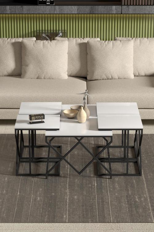 Tv Sehpası Mira Gümüş 5033 Beyaz 160 Cm 35 Cm 50 Cm