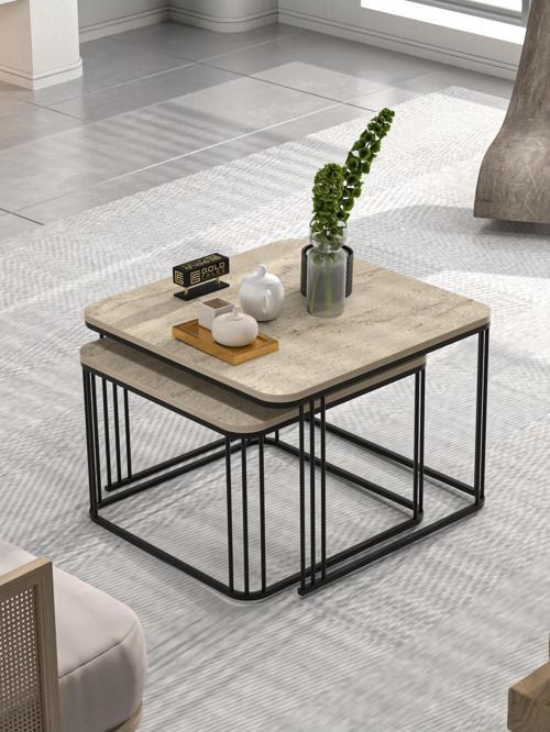 Orta Sehpa Ve Zigon Sehpa Damla Gold Beyaz