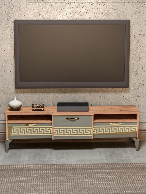 Tv Sehpası Tv Ünitesi Vera Atlantik Çam Antrasit Çizgili 5051
