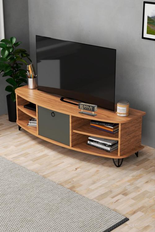 Tv Sehpası Tv Ünitesi Raflı 140 Cm Gzd Plus Beyaz