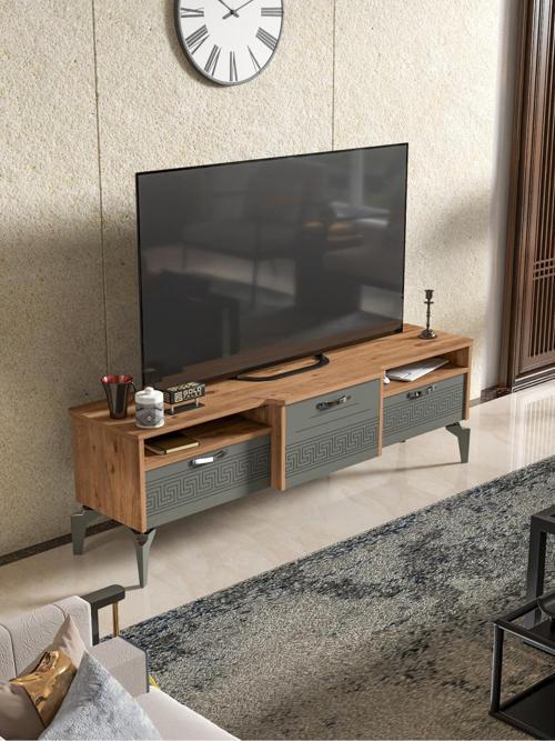 Tv Sehpası Tv Ünitesi Saraylı Beyaz Gold 5062