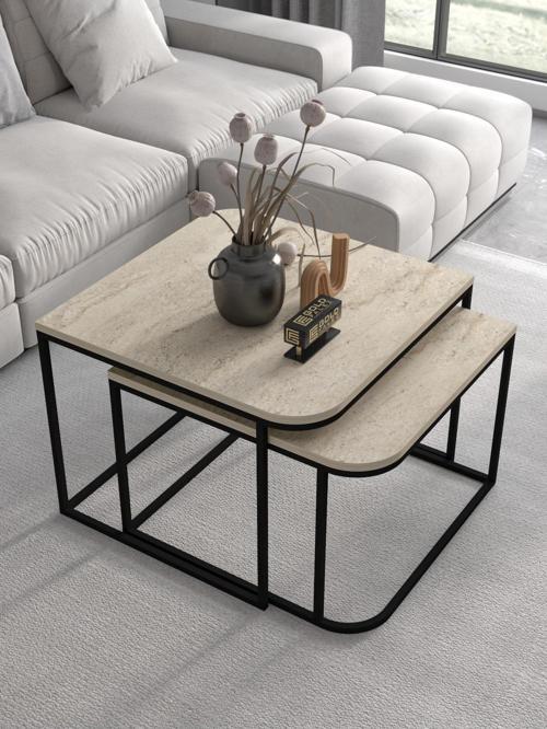 Orta Sehpa Damla İkili Lüx Traverten