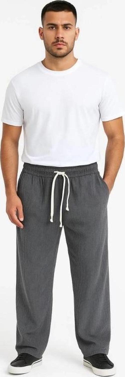 MDB Erkek Fitilli Kadife Cepli Buggy Pantolon Oversize Rahat Kalıp  Füme