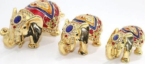 MDB Swarovski Taşlı 3'lü Fil Figürü Model 3