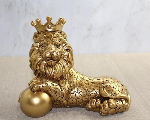 MDB Polyester Dekoratif Taçlı Aslan Figürü