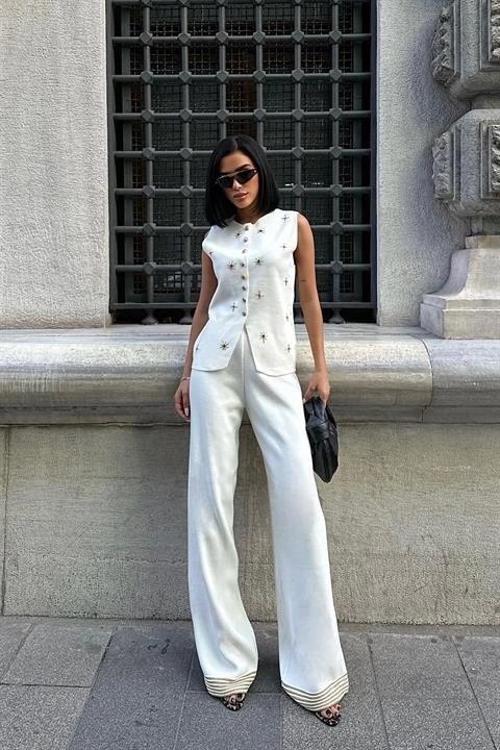 MDB Paulo Gold Düğmeli Yelek Pantolon Takım 9976