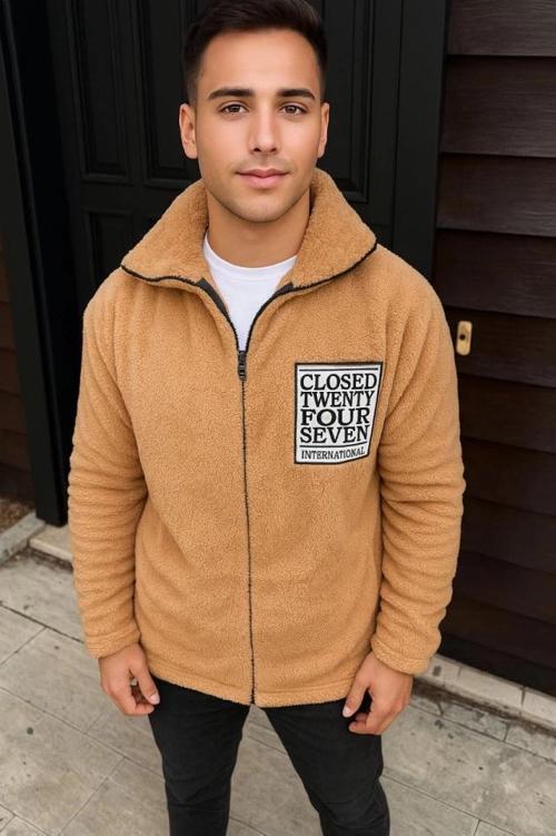 MDB Erkek Polar Fermuarlı weatshirt – Kapüşonsuz, Cepli, Yumuşak Dokulu, Oversize Rahat Kalıp, Kışlı