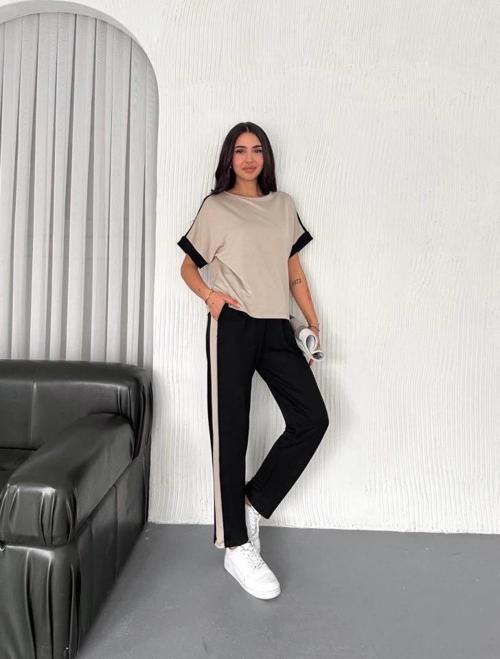 MDB Kadın odal Dokulu Kumaş Yanı şeritli Takım